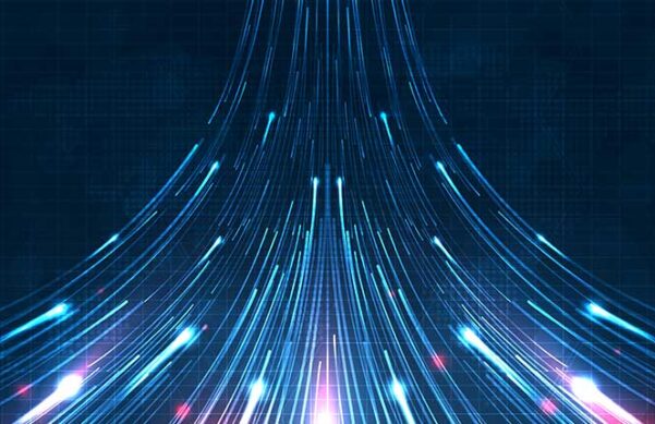 bright colorful lines representing network resiliency or information super highway.