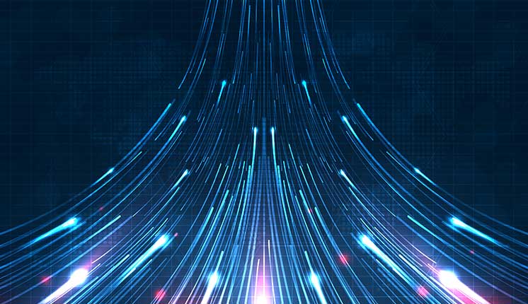 bright colorful lines representing network resiliency or information super highway.