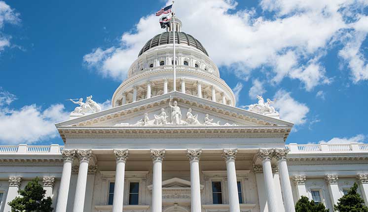 California State Capitol dome and pillars