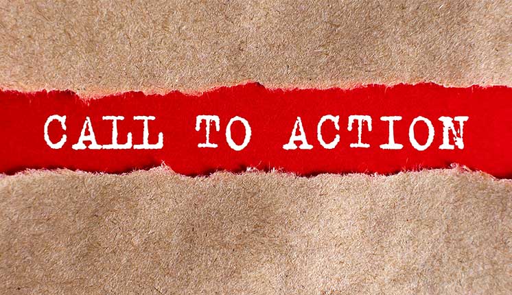 brown paper torn to reveal red stripe with words "call to action"