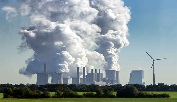 Power plant factory chimney emissions