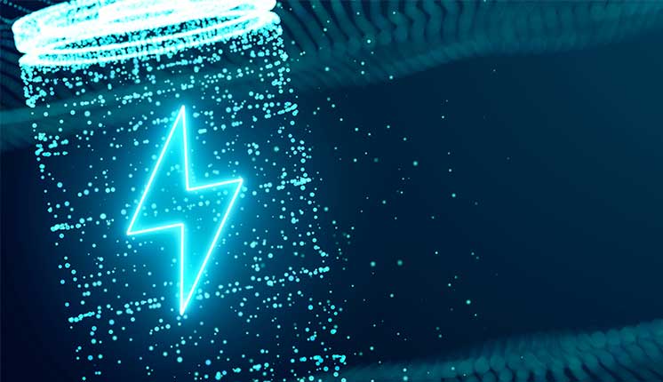pixelated battery with lightning bolt depicted on front