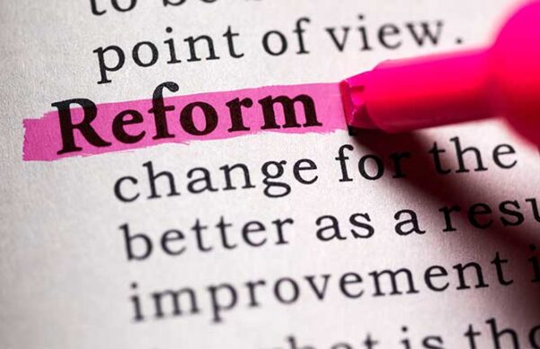 dictionary entry of the word "reform" with pink highlighter