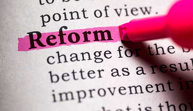dictionary entry of the word "reform" with pink highlighter
