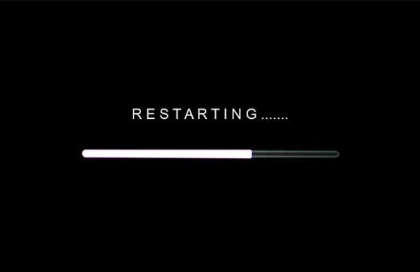 black background with progress bar restarting
