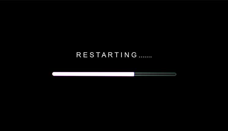 black background with progress bar restarting