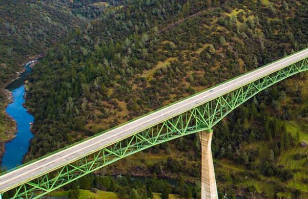 Placer County bridge in mountains over water