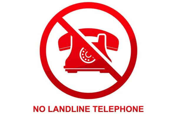 landline phone in circle with line through it