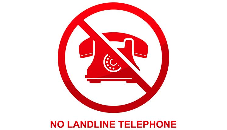 landline phone in circle with line through it