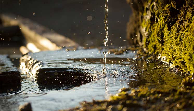 trickle of water into a stream