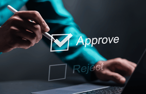 Approved and Rejected list choices- person checking Approved
