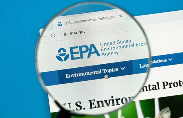 Environmental Protection Agency Website Header under a magnifying glass