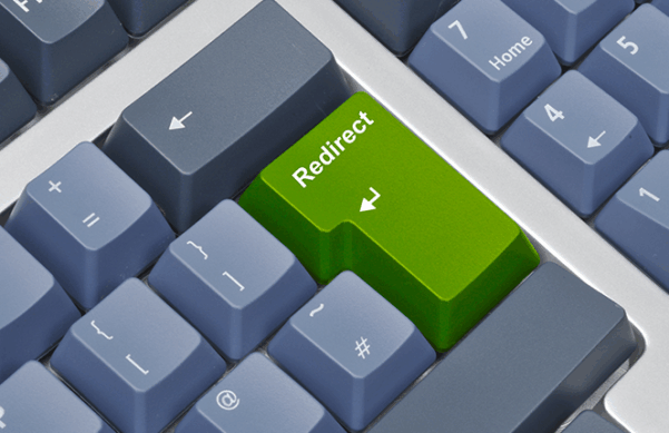 gray keyboard with green "Redirect" button where "Enter" belongs