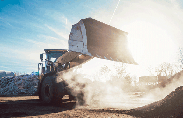 steam shovel at landfill